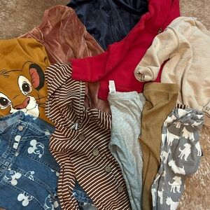 Primary Kids Mixed Clothing Lot - Mustard Yellow, Red, Brown, Gray, Denim, Cream